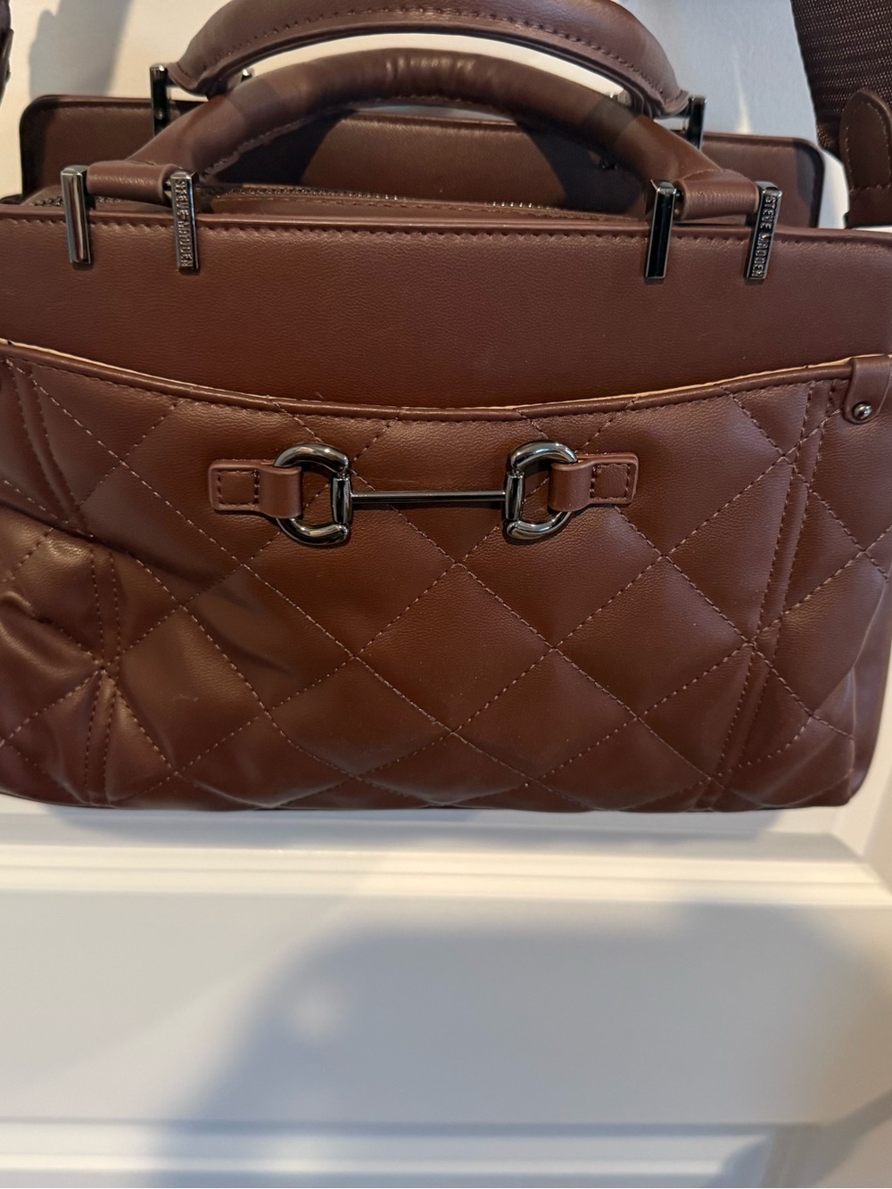 Steve Madden Quilted Chocolate Brown Shoulder Bag